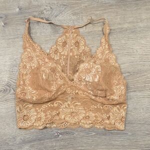 BKE Floral Lace Bralette in Cream